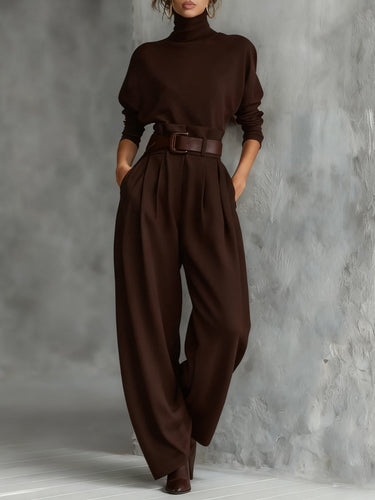 Women’s High-Neck Long Sleeve Wide Leg Jumpsuit-Jumpsuits for women-CaldwellVoss