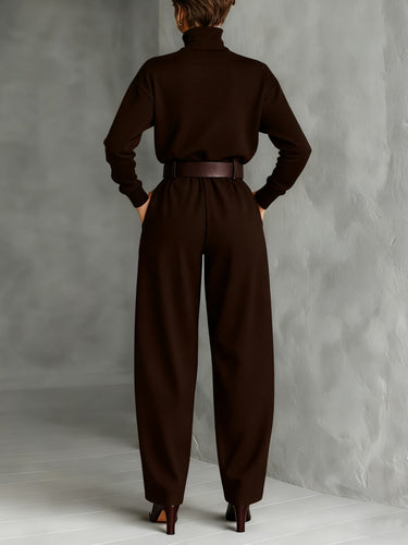 Women’s High-Neck Long Sleeve Wide Leg Jumpsuit-Jumpsuits for women-CaldwellVoss