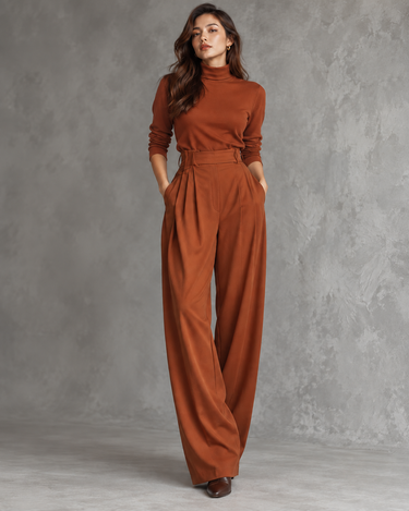 Women’s High-Neck Long Sleeve Wide Leg Jumpsuit-Jumpsuits for women-CaldwellVoss