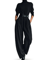 Women’s High-Neck Long Sleeve Wide Leg Jumpsuit-Jumpsuits for women-CaldwellVoss