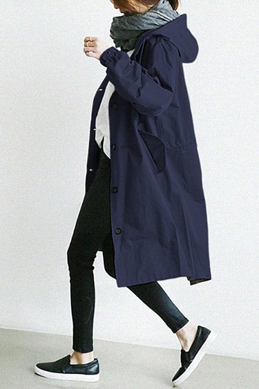 Women’s Hooded Trench Coat with Button Front-Coats for women-CaldwellVoss