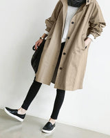 Women’s Hooded Trench Coat with Button Front-Coats for women-CaldwellVoss