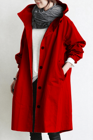Women’s Hooded Trench Coat with Button Front-Coats for women-CaldwellVoss