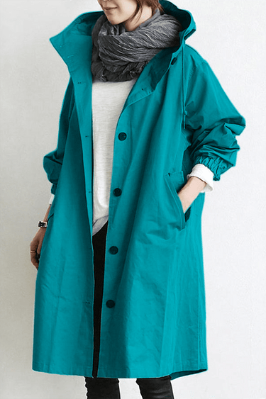 Women’s Hooded Trench Coat with Button Front-Coats for women-CaldwellVoss