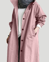 Women’s Hooded Trench Coat with Button Front-Coats for women-CaldwellVoss