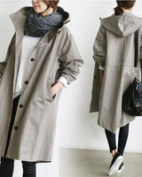 Women’s Hooded Trench Coat with Button Front-Coats for women-CaldwellVoss