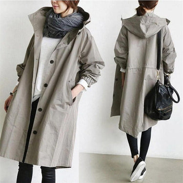 Women’s Hooded Trench Coat with Button Front-Coats for women-CaldwellVoss