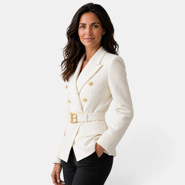 Women’s Jacquard Blazer with Belt-Blazer for women-CaldwellVoss