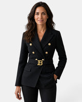 Women’s Jacquard Blazer with Belt-Blazer for women-CaldwellVoss
