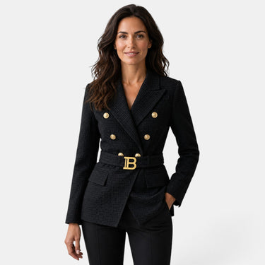 Women’s Jacquard Blazer with Belt-Blazer for women-CaldwellVoss