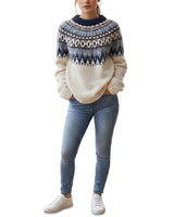 Women’s Jacquard Knit Round Neck Long Sleeve Sweater-Sweaters for Women-CaldwellVoss