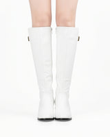 Women’s Knee-High Boots with Buckle Detail and Block Heel-Footwear for women-CaldwellVoss