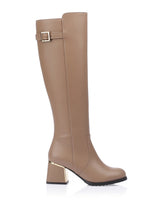 Women’s Knee-High Boots with Buckle Detail and Block Heel-Footwear for women-CaldwellVoss
