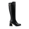 Women’s Knee-High Boots with Buckle Detail and Block Heel-Footwear for women-CaldwellVoss