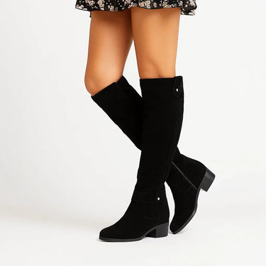 Women’s Knee-High Suede Boots with Side Zip and Block Heel-Footwear for women-CaldwellVoss