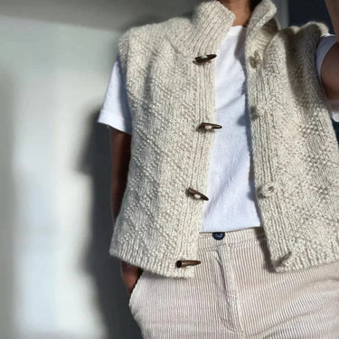 Women’s Knit Vest with Toggle Buttons-Vest for women-CaldwellVoss
