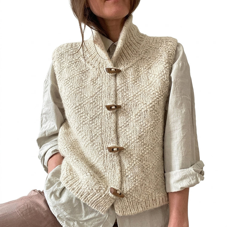 Women’s Knit Vest with Toggle Buttons-Vest for women-CaldwellVoss
