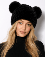 Women’s Knitted Beanie with Double Pom Poms-Har for women-CaldwellVoss