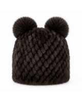 Women’s Knitted Beanie with Double Pom Poms-Har for women-CaldwellVoss