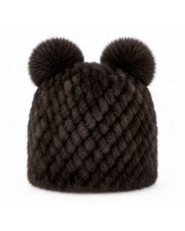 Women’s Knitted Beanie with Double Pom Poms-Har for women-CaldwellVoss