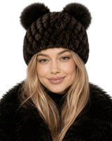 Women’s Knitted Beanie with Double Pom Poms-Har for women-CaldwellVoss