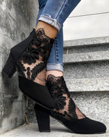 Women’s Lace Ankle Boots with Block Heels-Footwear for women-CaldwellVoss