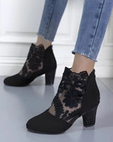 Women’s Lace Ankle Boots with Block Heels-Footwear for women-CaldwellVoss