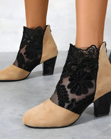 Women’s Lace Ankle Boots with Block Heels-Footwear for women-CaldwellVoss
