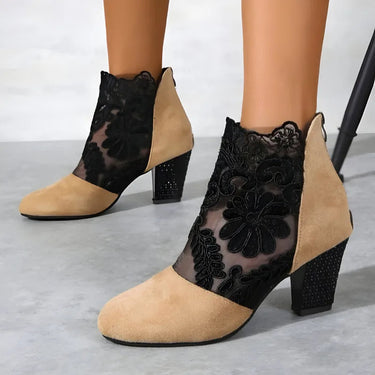 Women’s Lace Ankle Boots with Block Heels-Footwear for women-CaldwellVoss