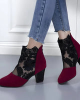 Women’s Lace Ankle Boots with Block Heels-Footwear for women-CaldwellVoss