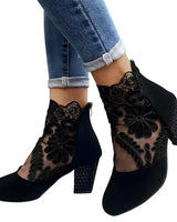 Women’s Lace Ankle Boots with Block Heels-Footwear for women-CaldwellVoss