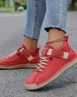 Women’s Lace-Up Low-Top Sneakers with Side Strap-Footwear for women-CaldwellVoss