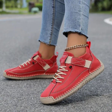 Women’s Lace-Up Low-Top Sneakers with Side Strap-Footwear for women-CaldwellVoss