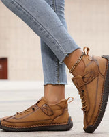 Women’s Lace-Up Low-Top Sneakers with Side Strap-Footwear for women-CaldwellVoss