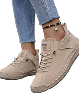 Women’s Lace-Up Low-Top Sneakers with Side Strap-Footwear for women-CaldwellVoss