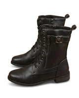 Women’s Lace-Up Mid-Calf Boots with Side Zippers and Buckle-Footwear for women-CaldwellVoss