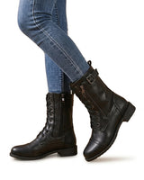 Women’s Lace-Up Mid-Calf Boots with Side Zippers and Buckle-Footwear for women-CaldwellVoss