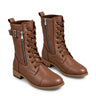 Women’s Lace-Up Mid-Calf Boots with Side Zippers and Buckle-Footwear for women-CaldwellVoss
