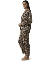 Women’s Leopard Print Button Down Pajama Set-Pajama for women-CaldwellVoss