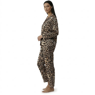 Women’s Leopard Print Button Down Pajama Set-Pajama for women-CaldwellVoss