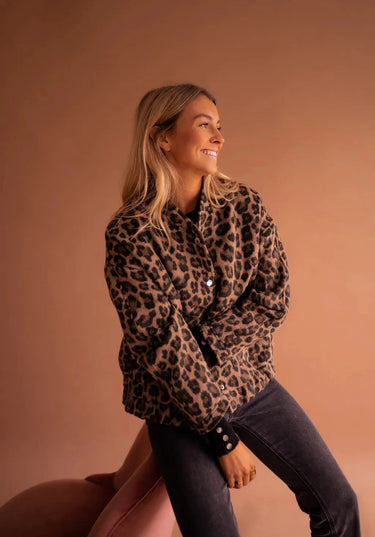 Women’s Leopard Print Snap Button Jacket-Jacket for women-CaldwellVoss