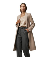 Women’s Long Coat with Notched Lapels and Two Button Closure-Coats for women-CaldwellVoss