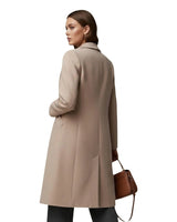 Women’s Long Coat with Notched Lapels and Two Button Closure-Coats for women-CaldwellVoss