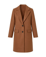 Women’s Long Coat with Notched Lapels and Two Button Closure-Coats for women-CaldwellVoss