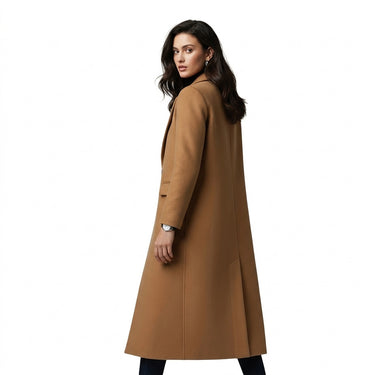 Women’s Long Coat with Notched Lapels and Two Button Closure-Coats for women-CaldwellVoss