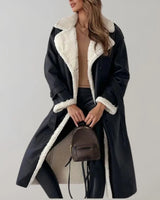 Women’s Long Faux Material Coat with Teddy Lining-Jacket for women-CaldwellVoss