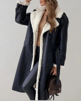Women’s Long Faux Material Coat with Teddy Lining-Jacket for women-CaldwellVoss