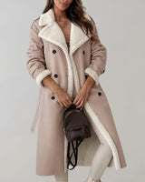 Women’s Long Faux Material Coat with Teddy Lining-Jacket for women-CaldwellVoss