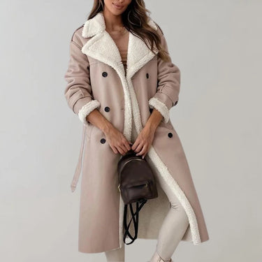 Women’s Long Faux Material Coat with Teddy Lining-Jacket for women-CaldwellVoss