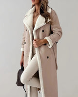 Women’s Long Faux Material Coat with Teddy Lining-Jacket for women-CaldwellVoss